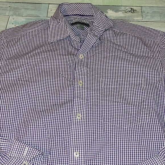 Johnston & Murphy Purple Tailored Fit Button Down Dress Shirt sz Medium - Picture 2 of 5